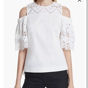 NWT Ted Baker London Taluah Mixed Lace Cold Shoulder Blouse